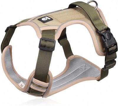Tactisch Hondentuigje Groot met Handvat - Anti-Trek Hondenharnas - Militair Reflecterend Vest - Verstelbaar - Khaki - Maat M