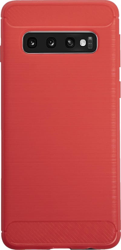 BMAX Carbon soft case hoesje geschikt voor Samsung Galaxy S10 / Soft Cover / Telefoonhoesje / Beschermhoesje / Telefoonbescherming - Rood