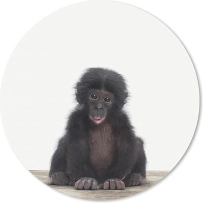 Muismat rond 20x20 cm - Mousepad Dieren - Chimpansee - Baby - Ronde muismatten