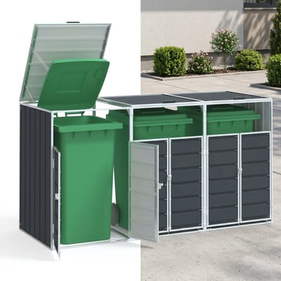 Kliko ombouw - UV-bestendig - Container - Berging - 3 Afvalbakken - Roestvrij staal- Weerbestendig - Antraciet