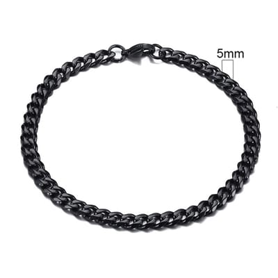 Zilverkleurige Roestvrij Stalen Armband 5mm - zwart - LMPiercings