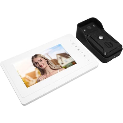 Interphone Vidéo 7 pouces Sonnette Vision Nocturne HD LCD Mains Libres Fils Moniteur Interphone Vidéo avec UK Plug