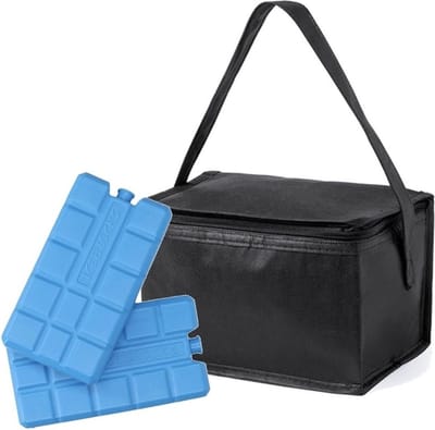 Kleine mini koeltas met koelelement - 6 blikjes - zwart - 4 liter