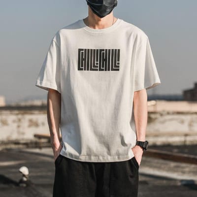 Katoenen T-shirt met korte mouwen Heren Zomer Trend Retro Halve Mouwen Oversized Casual Top 4XL wit