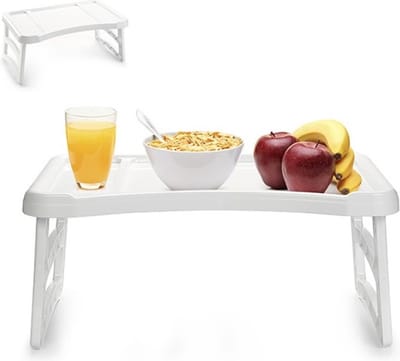PlasticForte Dienblad - ontbijt op bed tafeltje - wit - 51x33 cm - schoottafeltje - bedtafel laptop