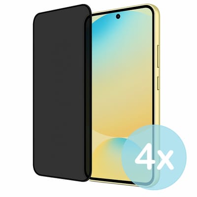 Privacy Screenprotector Geschikt voor Samsung Galaxy S24 FE – Anti-Gluren – Krasbestendig Gehard Glas 9H – Volledige Dekking – 4-Pack – FuturiQ