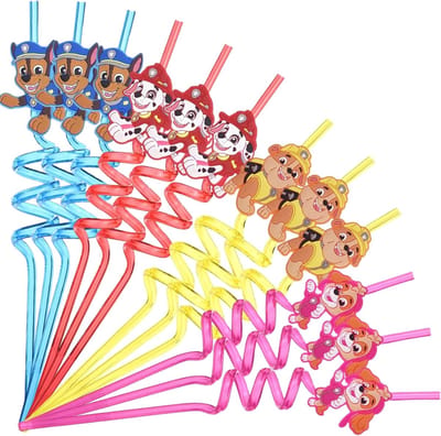 Paw Patrol Rietjes - Kinderrietjes - Duurzame Rietjes Herbruikbaar - BPA-vrij Plastic - 12 Stuks - Skye - Chase - Marshall - Rubble