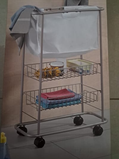 Opberg trolley voor uw keuken, wasruimte of badkamer - Smal en Ruimtebesparend - Afneembare tas met handvatten - met 4 wielen - 50 x 21 x 71 cm