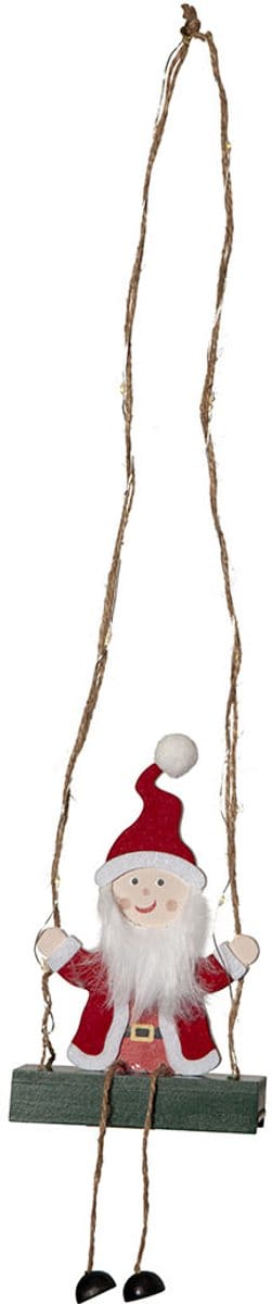 Star Trading Lichtgevende kerstdecoratie 'Santa', schommelende Kerstman van hout, op batterijen, H 50cm