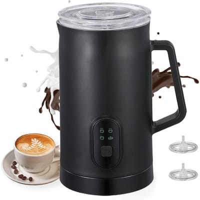 Mousseur à lait électrique 400W 580ml/19.61oz, fonctionnement silencieux, 4 en 1, mousseur à lait chaud et froid UK Plug noir