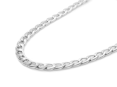 Cuban Link Heren Ketting Zilver Kleurig - 5mm / 60cm - Staal - Stalen Kettingen Man - Papa Cadeau Voor Mannen - Vaderdag