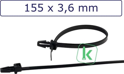PRO-TIE® - Tyraps, kabelbinders paneel spreidanker 155 x 3,6 mm Zwart UV bestendig (Zak 100 stuks) (tiewrap/tyrap/tie-wrap/bundelbandje/colsonbandje/)