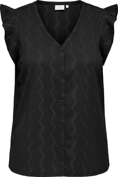 ONLY CARMAKOMA - CARDIA S/S V NECK FRILL TOP JRS - Dames - Blouses