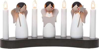 Star Trading Kerstdecoratie Engelenkoor vanStar Trading, kandelaar met 4 gloeilampen E10 warm wit, kerstfiguur, engel van hout, kabelschakelaar, lengte: 31 cm