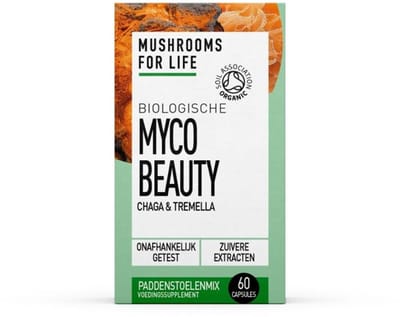 Mushrooms4Life Myco Beauty Paddenstoelen Capsules Bio 60 stuks - Chaga en Tremella Paddenstoel