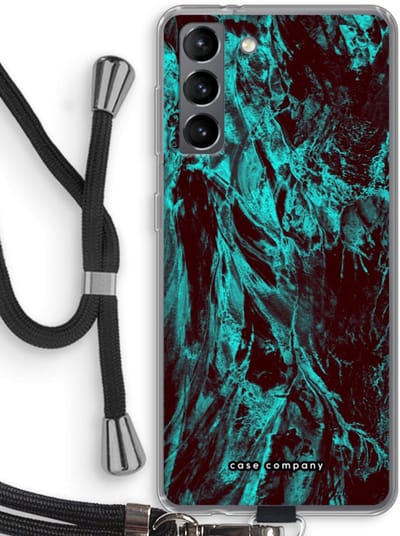 Case Company® - Hoesje met koord geschikt voor Samsung Galaxy S21 hoesje met Koord - Ice Age - Telefoonhoesje met Zwart Koord - Bescherming aan alle Kanten en Over de Schermrand