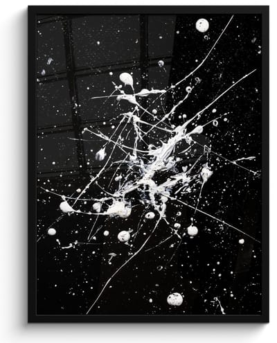 Poster in lijst - Fotolijst 60x80 cm - Posters - Verfspatten - Wit - Abstract - Explosie - Posterlijst zwart - Decoratie - Wanddecoratie woonkamer - Muurdecoratie slaapkamer