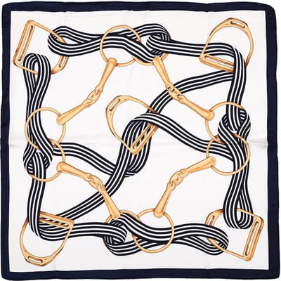 Vierkante Sjaal met Equestrian Bit- en Teugelmotief (70x70cm) - Wit