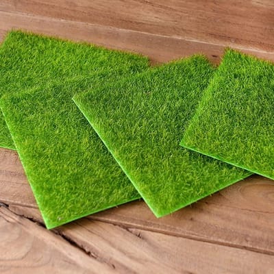 Kunstgrasmat - 6 Stuks 15x15 cm - Voor Huisdieren, Sprookjestuin & Knutselen - Groen