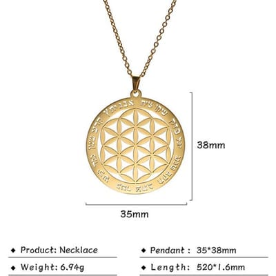 Bloem van het Leven Mandala Ketting Hanger Verguld Roestvrij Staal Ketting Sieraden Geometrie Accessoires Amulet Cadeau voor Vrouwen Mannen
