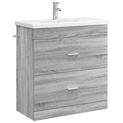 vidaXL - Badkamermeubel - Set - Grijs - Sonoma - 81 - x - 40 - x - 84,5 - cm - Bewerkt - hout