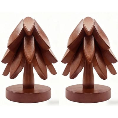 Tafelmat Onderzetter Hout Placemats Boom Design Standaard Bamboe Houten Onderzetters Decoratief Anti Broei Hittebestendig Houten Matten black