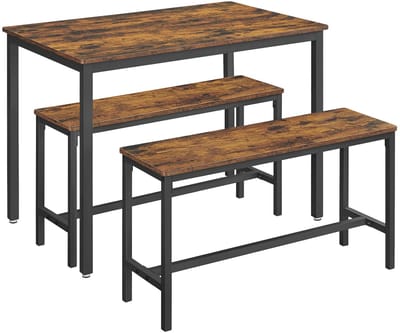 uJOY Eettafel - Complete set voor 4 personen - Met 2 banken - Ruimtebesparend ontwerp - Duurzaam tafelblad - Stevige constructie