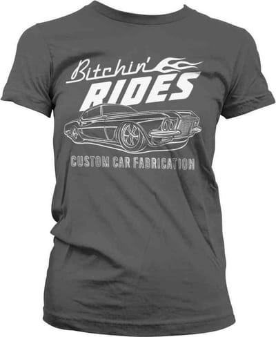 Bitchin' Rides Dames Tshirt -S- Custom Car Fabrication Grijs