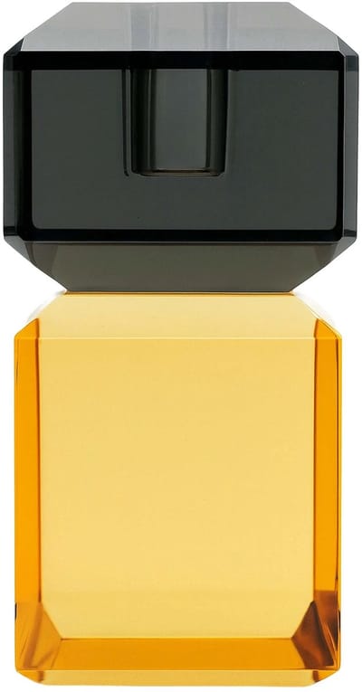 Kandelaar Kristalglas oranje-rokerig zwart 12cm x 6cm x 6cm