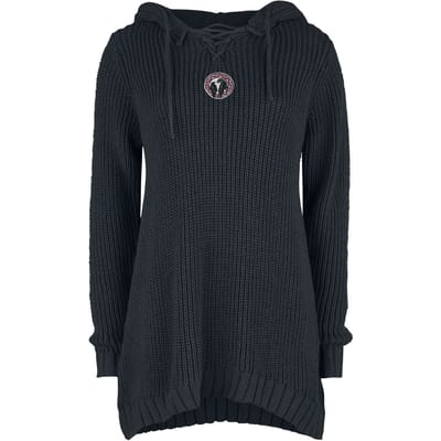 Black Premium by EMP Gebreide trui - Gebreide trui met capuchon en vetersluiting - S tot XXL - voor Vrouwen - zwart