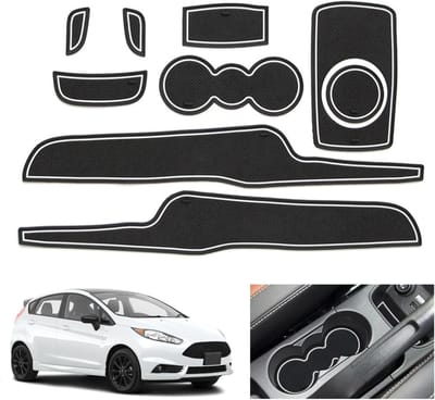 Non-slip rubberen matten voor bekerhouder, opbergdoos en deurseams voor Ford Fiesta ST MK7 (2008-2014) - Wit