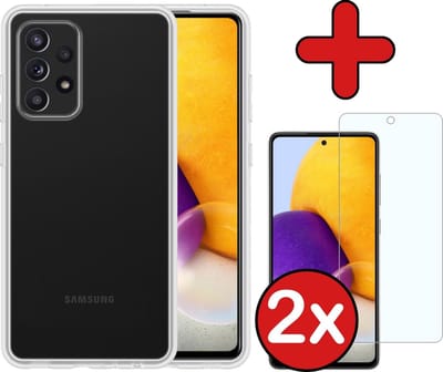 Hoesje - Met 2x Screenprotector - Geschikt voor Samsung Galaxy A72 - Sterk & Shockproof - Telefoon Hoes - Back Cover - Siliconen Case - Telefoonhoes - Transparant
