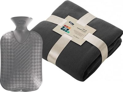 Fleece deken/plaid - grijs - 130 x 170 cm - kruik - 2 liter