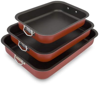 Dailygoods- Ovenbraadpan met Handvatten - Anti-aanbaklaag - Set van 3 - Braadpan 28 cm - Braadpan inductie - Gemaakt in Italië - Efficiënt keukengerei