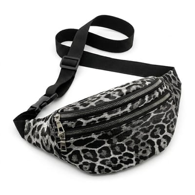Zwart heuptas dames en heren luipaard print heuptas verstelbare band met gesp meerdere rits vakken compact crossbody heuptasje met dieren patroon voor dagelijks gebruik reizen festivals en casual outfits