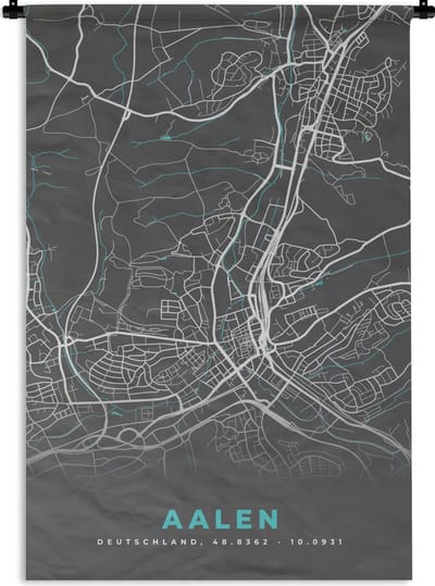Wandkleed - Wanddoek - Stadskaart – Aalen – Duitsland – Plattegrond – Kaart - 120x180 cm - Wandtapijt