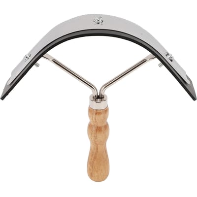 Brosse Poils de Cheval Acier Inoxydable Caoutchouc Prise Confortable Manche en Bois Grattoir Nettoyage Visage Cheval white