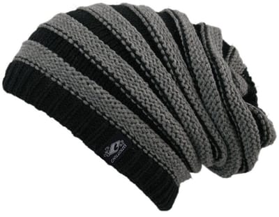 Chillouts long beanie muts Brian striped black grey