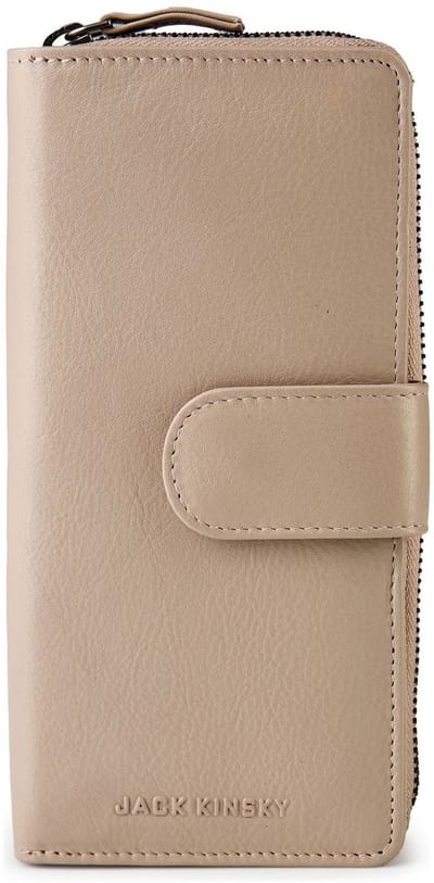 Jack Kinsky Livorno 1026 Portemonnee RFID-bescherming Leder 19 cm - Dames - Staand formaat - beige