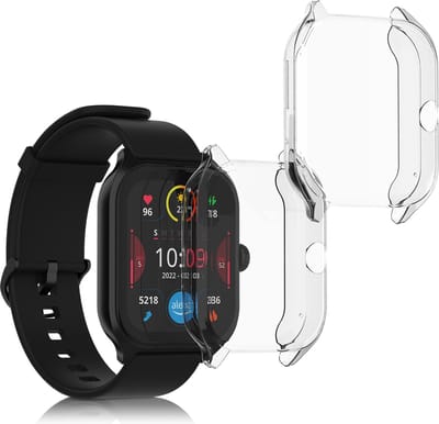 kwmobile 2x smartwatch hoes geschikt voor Huami Amazfit GTS 4 hoesje - Siliconen sporthorloge cover - Activity tracker case in transparant