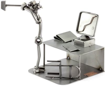 Metalen beeld - Computer crash - Beroepen - Moerenbeeldje - 12x20x19 cm - by Rawa