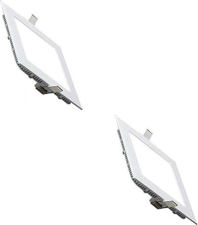 LED Downlight Slim 2 Pack - Inbouw Vierkant 9W - Helder/Koud Wit 6400K - Mat Wit Aluminium - 146mm