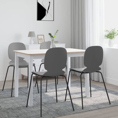 vidaXL - Eettafel - 114x71x75 - cm - massief - rubberwood - wit - en - bruin