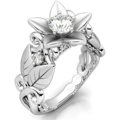 Dames Vintage 925 Zilver Rozenbloem Zirkoon Ring Verloving Huwelijkscadeau Feest Sieraden Ring Groothandel 10 gray