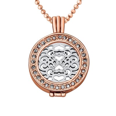 Quiges - Munthouder met Ketting en Munt 25mm Zirkonia Infinity - Rose Goudkleurig met Zirkonia - EPRHZ1884