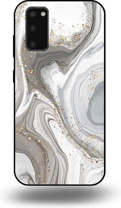Smartphonica Telefoonhoesje geschikt voor Samsung Galaxy S20 met marmer opdruk - TPU backcover case marble design - Zilver geschikt voor Samsung Galaxy S20