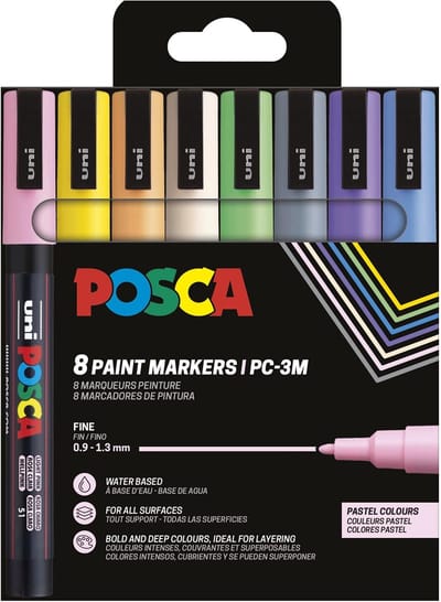 Paintmarker uni posca pc3m f pastel 8st assorti