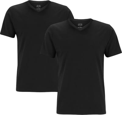 CECEBA Maverick American Heren T-shirt - 2-pack - V-hals - Zwart