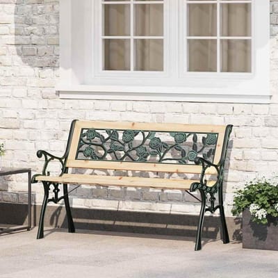 Tuinbank met rozendesign - Buitenbank metaal - Buiten ontspannen - Roestbestendig gelakt - 116 cm breed - Antraciet