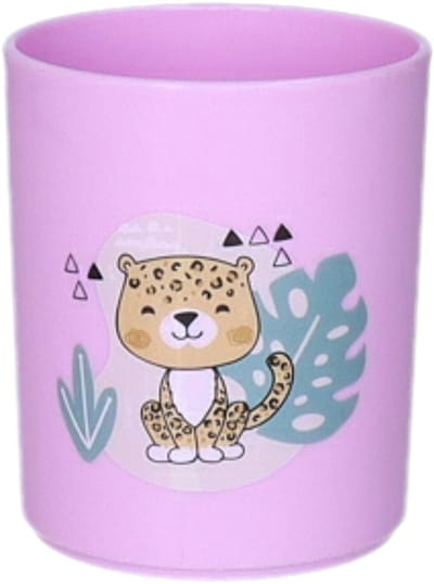 Plasticforte onbreekbare Drinkbekers - kunststof - 350 ml - paars - luipaard - kinderen - camping - mokken